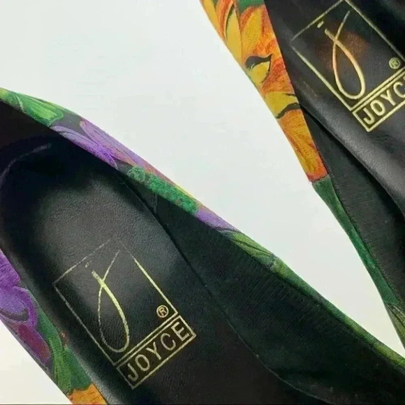 Joyce heels size 8 W silk floral 80s vintage - Picture 10 of 12